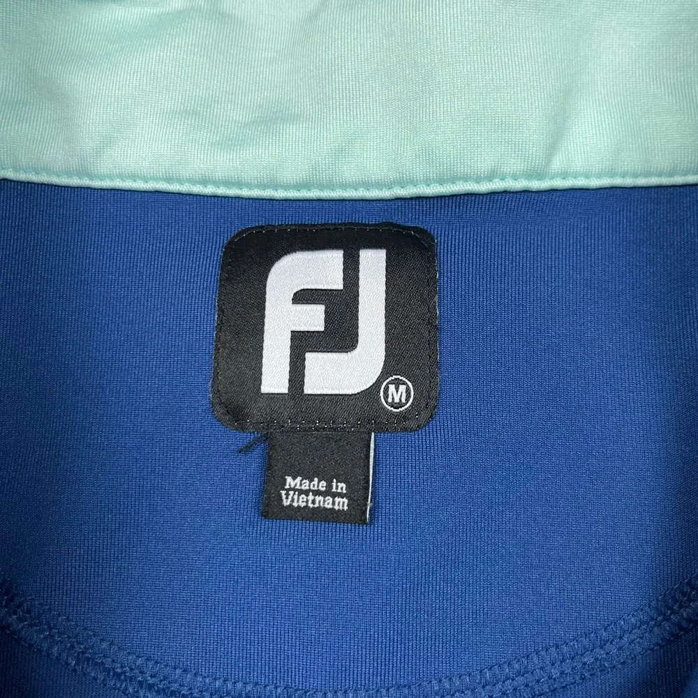 Footjoy Mens Pullover Golf Vest Sz Medium Havana Country Club Blue 1/2 Zip B1
